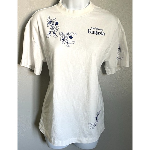 Disney Tops - Disney Fantasia Mickey Mouse Graphic Womens XS White T-Shirt H&M Divided